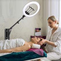 Luce ad anello da 22 pollici con Kit da Studio fotografico con braccio a braccio da parete da 54/67 pollici 180 ° flessibile supporto filettato da 3/8 "1/4" e luce di riempimento a Led