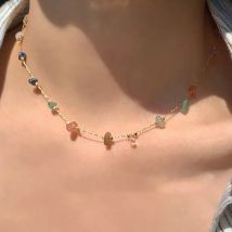 Trendy Nette Süße Natürliche Stein Halskette Für Frauen Mädchen Sommer Einfache Kristall Schlüsselbein Kette Choker Halskette Neue Schmuck Geschenk