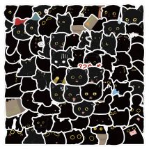 10/30/50/100PCS Cartoon Schwarze Katze Brikett Aufkleber Kawaii Ästhetische Dekoration Aufkleber Notebook Gepäck Graffiti Aufkleber kind Spielzeug