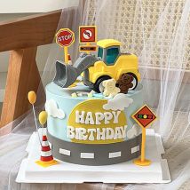 Engineering Trucks Bagger Kraniche Kuchen Dekorationen Verkehrszeichen Party Kuchen Dekorationen Baby Dusche Junge Geburtstag Party Backen