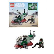 LEGO 75344 Star Wars Mikrofighter Boba Fetta, zabawkowy pojazd budowlany z regulowanymi skrzydłami i strzelankami