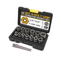 14-częściowy zestaw narzędzi do demontażu śrub i nakrętek ze stali Cr-Mo z solidnym futerałem do przemysłowego wysyłania Drop Shipping