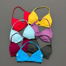 HISTELLO Träger-BH, Fitnessstudio-Top für Damen, hohe Unterstützung, dünner Träger, Neckholder, Sport, nahtloser BH, Scrunch, Push-up, Workout, Yoga, Tank-Tops