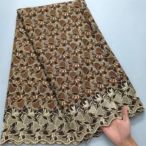 New Design African Cotton Lace Fabric 2025 5Yards Swiss Voile Lace With Stones For Sewing Women Wedding Party Dresses S4016