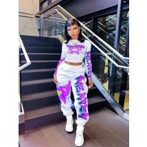 Hohe Qualität 2 Stück Outfit für Frauen Set Casual Schweiß Anzug Ernte Sweatpant Jogger Trainingsanzug Herbst Kleidung Großhandel Dropshpping