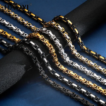 4/6/8mm Breite Hohe Qualität Schwarz Gold Farbe Edelstahl Byzantinischen Link Kette Halsketten Für männer Rock Punk Party Schmuck Geschenk
