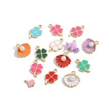 Edelstahl Anhänger Bunte Klee Muschel Öl Tropfen Emanel DIY Charms Zart Gestaltete Charms DIY Schmuck Hohe Charms