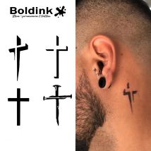 Cross Boldink Temporary Tattoo,Lasts To 15 Days New Technology Magic Waterproof Semi Permanent Sticker.