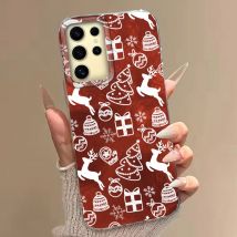 Frohe Weihnachten Roter Elch Frauen Mädchen Handyhülle für Samsung Galaxy S24 S22 S23 S25 Edge S21 Plus S20 FE Ultra Shell Back TPU Cover