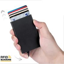 Rfid inteligentne etui z miejscem na karty metalowe cienkie szczupłe mężczyźni kobiety portfele Pop Up minimalistyczny portfel małe czarna torebka Wallet Walets dla mężczyzn