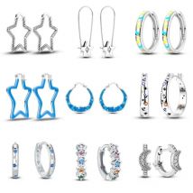9 Auswahlmöglichkeiten: 925er Sterlingsilber, Stern, Mond, Sonne, Creolen, CZ, Unendlichkeitsliebe, goldene Ohrringe für Frauen, Hochzeitsgeschenk, Luxusschmuck