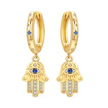 PANPOKI 925 Sterling Silver Golden Religious Symbol Drop Earrings Women Earrings Charm Fashion Versatile Party Jewelry Gifts