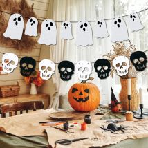 Weiße Halloween Geist Schädel hängen Banner glücklich Halloween Geist Banner Girlande Dekorationen Halloween Dekorationen Indoor Outdoor