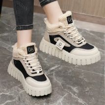 Herbst Winter Frauen Plüsch Gefüttert Verdickt Warme Outdoor Sport Schnee Stiefel Komfortable Dicke Sohle Baumwolle Schuhe Turnschuhe Botines
