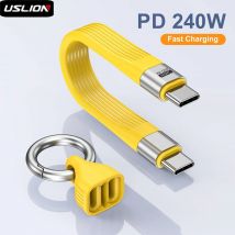 USLION 240 W PD3.1 Typ C Schnellladekabel USB C auf Typ C Datenkabel Tragbarer Schlüsselanhänger für iPhone 16 15 Pro Max Xiaomi 14 POCO