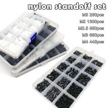 1 scatola di plastica nylon esagonale esagonale distanziatore colonna standoff vite dado rondella kit set per scheda madre PCB M2 M2.5 M3 M4 nero bianco