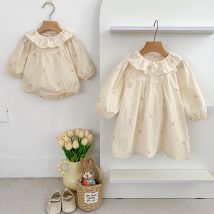 Schwestern Kleidung Säugling Baby Mädchen Kleid Strampler Schwestern Kleid Kinder Baby Mädchen Gestickte Blumen Prinzessin Kleid Kleidung Strampler