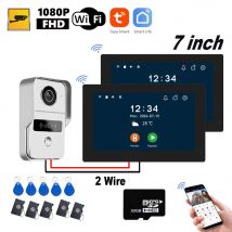 Nuevo Kit de videoportero lP de 2 cables HD 1080P de 7 pulgadas, timbre Wifi con pantalla táctil a Color para sistema de Control de acceso RFID