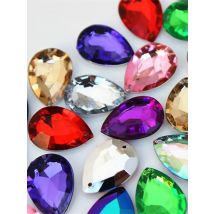 Cong Shao 50pcs 13*18mm Mix Color Drop Crystal Rhinestones Pointback Acrylic Strass Sew On 2 hole Crystal Stones Applique ZZ769