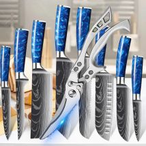 WXCOO 1 ~ 9 stücke Professionelle Messer Set Japanische Santoku Kochen Kochmesser Fleisch Schneiden Küchenmesser Huhn Knochen Schere Damaskus