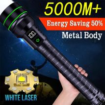 Nuovo e più potente torcia a LED a lunga distanza USB ricaricabile luci forti torcia tattica lanterna impermeabile esterna