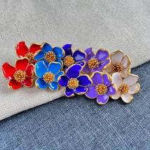 Modeschmuck Emaille Ohrstecker für Frauen Vintage-Stil Blume mit mehrfarbig