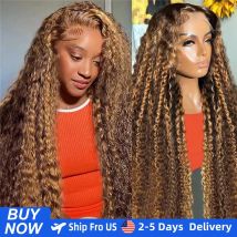 30 36 Inch Curly Highlight Wig Human Hair Honey Blonde 13x4 Lace Front Deep Wave 13x6 Hd Lace Frontal Wigs For Women Human Hair