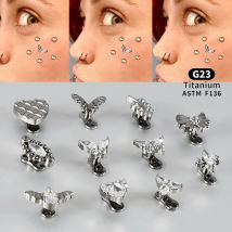 1 STÜCK Titanlegierung Herz/Schmetterling/Blatt/Wassertropfen CZ Mariquesa Dermal Anker 14g Oberflächenpiercings Herz Mond Dermal Ringe