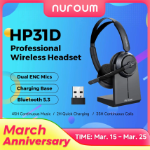 Nuroum HP31D Wireless AI Noise Cancelling Headset mit Ladestation Mikrofone Bluetooth USB/Typ-C/Typ-A für Computertelefon