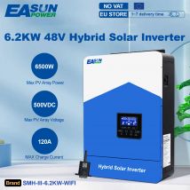 EASUN 6.2KW Inverter solare ibrido 48V MPPT Inverter fotovoltaico Sinusoidale puro PV 6500W 500VDC Regolatore di carica solare 120A integrato