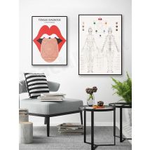 Tongue diagnosis diagram, scalp acupuncture, acupuncture meridian print. Traditional Chinese medicine, herbal medicine poster