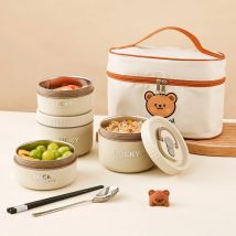 WORTHBUY Mikrowellen-Thermo-Lunchbox aus Edelstahl 304, isoliertes Lebensmittelglas, Picknick, tragbar, Obstsalat, Bento für Kinder, Studenten