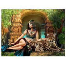 5D runde quadratische Diamantstickerei Kleopatra Diy komplette Sets Diamantmalerei Mosaik Ägypten Schönheit Leopard Bilder Strass Kunst
