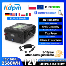 Akumulator LiFePO4 12V 200Ah 100Ah 2560Wh z Bluetooth BMS, akumulator do łodzi, silnika do łodzi, ponad 6000 cykli, IP56, ładowanie USB QC, szybka dostawa z UE