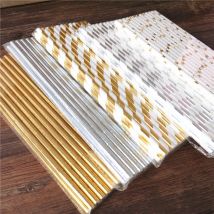 25 Stück Metallic Gold Herz Stern Folie Streifen Papier Strohhalme Silber Chevron Hochzeit Party Dekor