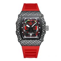 Fashion Sport Watch Men Famous Brand Red Rubber Strap Quartz Watches Business High Quality Tonneau Mille Wristwatch Reloj Hombre