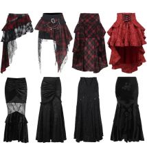 2025 New Halloween Gothic Women Skirts Black High Waist Slim Punk Goth Long Skirt Y2K Aesthetic Lolita 90s Party Club Skirt
