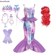 2025 Prinzessin Ariel Cosplay Kleid für Mädchen Meerjungfrau Karneval Halloween Party Kostüm Geburtstag Ballkleid Fantasy Appare