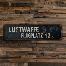 Targa in metallo vintage Luftwaffe WW2 - 15,7"x3,9" 2D piatto stagionato, arredamento militare per bar caffetteria garage