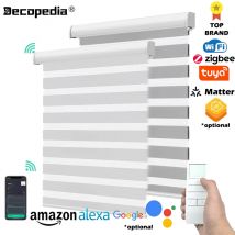 Decopedia Custom Made Zebra Blinds for Windows Motorized Roller Blinds Blackout Day and Night Window Blinds for Sliding Door
