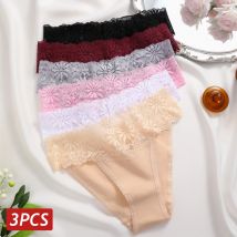 3 Teile/satz Sexy Spitze Höschen Frauen Low-Rise Floral Unterwäsche Elastische Schriftsätze Mädchen Sexy Höschen Damen Spitze Unterhose Dessous