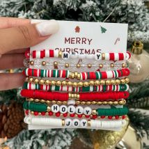 PuRui 10 Teile/satz 2026 Neue Kreative Weihnachten Elastische Armband Frauen Trendy Exquisite Rot Grün Perlen Armband Paar Charme Schmuck