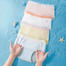 4PCS Kids Summer Cool Thin Breathable Briefs for Girls Solid Daily Panties 3+y Young Child Soft Comfort Antibacterial Underwears