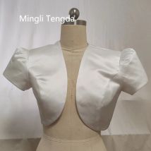 Mingli Tengda Nach Maß Kurzen Ärmeln Satin Braut Jacken Shrug Hochzeit Bolero Mariage Für Frauen Cape Mantel Shrugs Schal