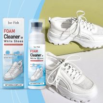 Jue Fish 100 ml weißer Schaumreiniger für Schuhe, leistungsstarker Multifunktionsreiniger mit Bürstenkopf für Tiefenreinigung und Aufhellung