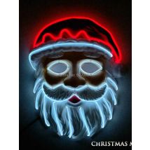 Popular Neon LED Lighting Father Christmas Mask Santa Claus Cosplay EL Flashing Mask Kriss Kringle Mask For Christmas
