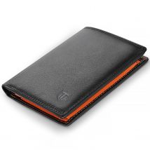 Men's RFID-Blocking Genuine Leather Wallet featuring 12 Credit Card Slots, Coin Pocket, 2 Banknote Compartments, and an ID Windo