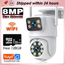 Tuya Smart Wireless Outdoor 4K 8MP WiFi Sicherheit Kamera Dual Objektiv HD Video Überwachung IP Kamera 360 Hause CCTV PT Auto Tracking