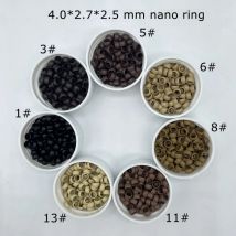 3000 Stück/Lot 4,0 x 2,7 x 2,5 mm, schwarze Nano-Mikroringe, Kupfer-Mikroperlen für Nano-Ring-Haarverlängerungen, 7 Farben auf Lager