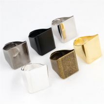 20 millimetri 5pcs Classic 6 Colori Placcato In Ottone Piazza Impostazioni Anello Regolabile In Bianco/Base, fit 20 millimetri di Vetro Cabochons, Bottoni; Anello di Cornici